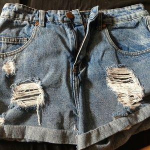 High waist jean shorts